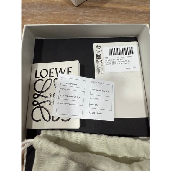 LOEWE Letter Logo Buckle Black Leather Skinny Belt 85 main image 5